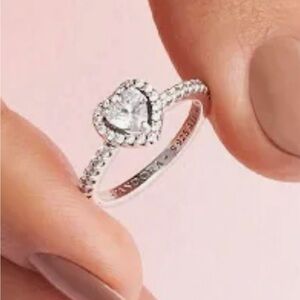Pandora Women's Sterling Silver Heart Cubic Zirconia Promise Ring Size 7